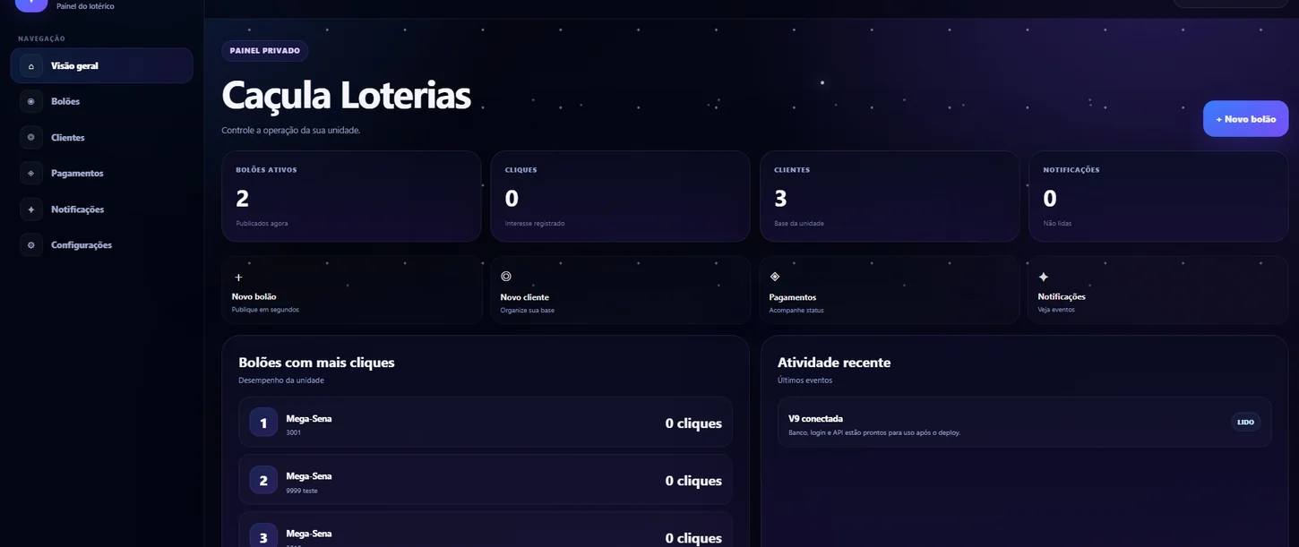 Tela real do projeto Metta Loterias